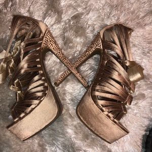 Satin rhinestone heels